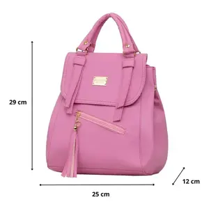 Sac à dos en néoprène rose pour femme Fana, 15 L, fermeture éclair, mode estivale, usage quotidien, poignée de transport, forme carrée - Product Image 3