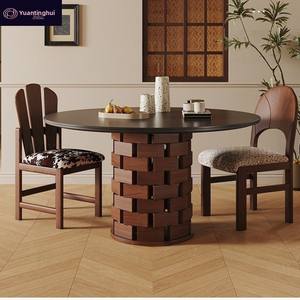 Table à manger en bois massif de style Wabi-Sabi rétro français du milieu du siècle avec fonction <span class=keywords><strong>plaque</strong></span> de cuisson à <span class=keywords><strong>induction</strong></span> <span class=keywords><strong>pour</strong></span> petit appartement - Product Image 5