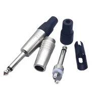 Jack Mono TS 6.35mm Paduan Seng Stereo 1/4 Inch Male Plug Konektor Solder Berlapis Nikel Logam untuk Gitar Mikrofon Plug Mix