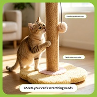 Arbre à chat vertical en chanvre avec boule de jeu intégrée – Tour d'activités simple pour animaux de compagnie