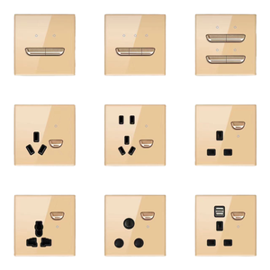 Interruptor de Pared Eléctrico de 2 Vías y 2 Tomas, Estándar Europeo, Alta Calidad, Material de PC Ignífugo y Duradero, Protección IP20, Uso Doméstico, Máximo - Product Image 1