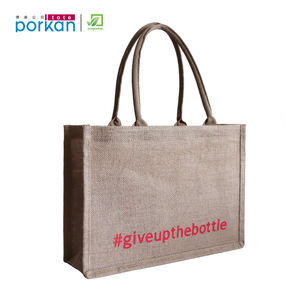 Bolsa de regalo de <span class=keywords><strong>yute</strong></span> reciclada, bolsa de <span class=keywords><strong>yute</strong></span> personalizada, ecológica, con asas de correas redondas de algodón, fibra redonda en el interior, superventas - Product Image 3