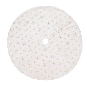 White Faux <b>Fur</b> Gold Snowflake 58in Christmas Tree <b>Skirt</b> Navidad Luxury Plush Indoor Outdoor Xmas Decor - Product Image 3