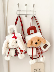 Cartoon Teddy Bear Plush <b>Backpack</b> Girls Trendy Fresh Sweet Style PP Cotton Filled Environment Friendly Christmas School Bag - Product Image 2