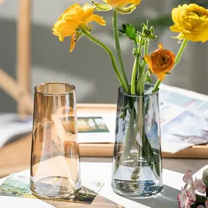 Grosir Vas Pengaturan Bunga Hidroponik Kaca Bening Canggih Dekorasi Meja Vas Warna Kerucut untuk Dekorasi