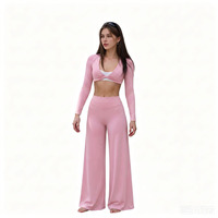 Ensemble de leggings de yoga taille haute à jambe large et hauts de sport courts torsadés, personnalisés, recyclés, biodégradables, anti-humidité, extensibles dans les 4 sens