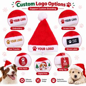 Gorro de Navidad de Felpa al por Mayor para Perros y Gatos, Accesorio de Disfraz Navideño para Mascotas con Logotipo Personalizado - Product Image 2