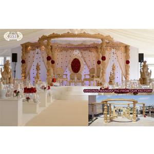 Mandap de Madera Artesanal para Bodas Reales, Mandap de Madera Tallada a Mano para Bodas en el Reino Unido, Precioso Mandap de Madera para Bodas Indias en Malasia, EE. UU. - Product Image 1