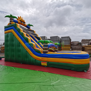 Custom dual lanes outdoor backyard kids commercial grade sunshine paradise tropical inflatable water <b>slide</b> with <b>pool</b> - Product Image 4