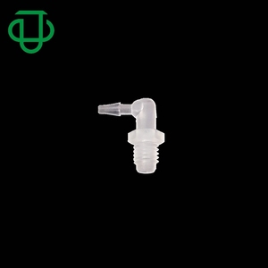 Raccords de tuyauterie OEM en polypropylène, petits raccords en plastique NPT à 90 degrés pour tuyau d'air, filetages G1/2", G3/8", G1/4", G1/8", raccords cannelés pour tuyau - Product Image 1