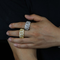 Cincin Emas Pria Model Iced Out Pass Diamond Tester Moissanite Eternity Ring Perhiasan Hip Hop Cincin Pria Rantai Cuban
