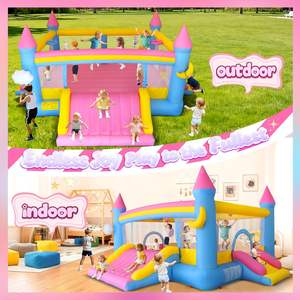 Grande structure <span class=keywords><strong>gonflable</strong></span> avec 3 toboggans, 19,2 pieds x 14,8 pieds x 8 pieds, double souffleur géant, 12-en-1, pour fête de jardin - Product Image 6