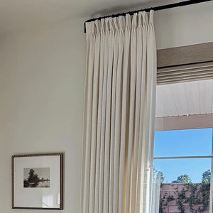 Rideaux occultants élégants de style maison moderne avec tissu en lin texturé, décoration intérieure moderne - Product Image 1