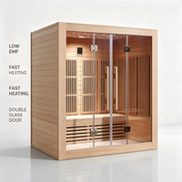 Salle de sauna en bois de pruche de grande capacité, infrarouge lointain et vapeur, pour gymnases, hôtels, bien-être à domicile