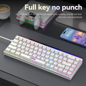 Clavier mécanique RAIKU GK68, 68 touches, éclairage RGB, câble détachable filaire pour jeux - Product Image 3