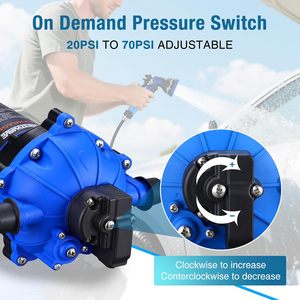 ปั๊มฉีดน้ำ CrestWave 12V DC 7GPM 70PSI แบบไดอะแฟรม 5 ห้อง สำหรับใช้กับเรือ - Product Image 4