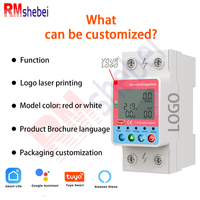 RMshebei 2P Tuya Wifi disyuntor inteligente Din medidor de energía caja 63a Digital bajo sobrevoltaje protector de corriente monofásico