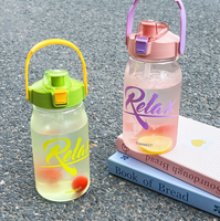 Nouvelle bouteille d'eau d'été pour femme, grande capacité, avec poignée portable et paille, élégante, pour thé glacé, idéale pour le bureau et les étudiants