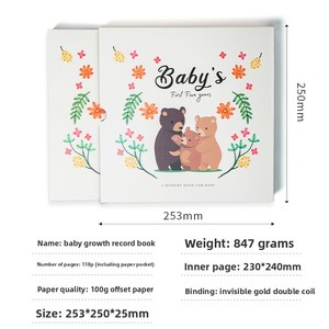 Carnet de suivi de croissance de bébé transfrontalier à spirale - Journal en papier certifié - Rangement de photos - Cahier manuel - Cadeau - Product Image 6