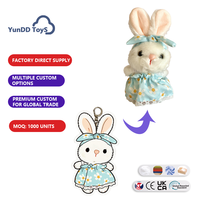 Porte-clés en peluche lapin de dessin animé personnalisé, porte-clés lapin mignon en peluche avec illustration imprimée sur mesure pour la décoration de sac
