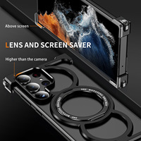 Étui de téléphone avec support magnétique en métal pour Samsung Galaxy S23 Ultra S24 S25 Edge S22 S21 FE, cadre en alliage d'aluminium sans cadre, coque de protection