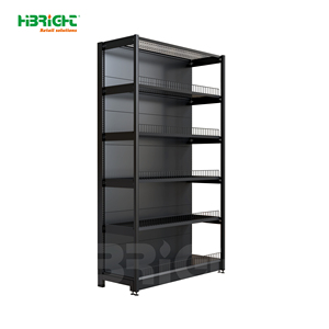 <b>Wood</b> Grain Supermarket Shelf 4 Tier Retail Display Rack Freestanding Grocery Store <b>Shelving</b> - Product Image 4