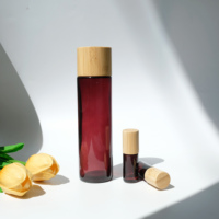 Emballages cosmétiques en bambou, flacon en verre pour essence liquide de 120 ml avec bouchon à vis en bambou