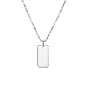 Collana con Ciondolo Rettangolare Personalizzabile, Placcato Oro 18K in Acciaio Inossidabile, Gioielli Inossidabili per Donna e <span class=keywords><strong>Uomo</strong></span> - Product Image 3