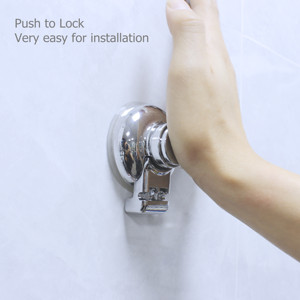 رف حمام بطبقتين مع خطافات شفط، يُثبت بالضغط، مقاوم للصدأ، رفوف تخزين للحمام - Product Image 2