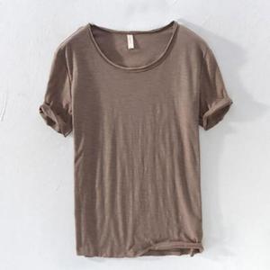 Sommer Neues Baumwoll-T-Shirt für Herren V-Ausschnitt Einfarbig Lässiges T-Shirt Basic Tees Größe M-3XL Locker Sitzende Kurzarm-Oberteile - Product Image 5