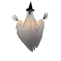 Décoration d'Halloween suspendue à LED : Fantôme blanc, Chapeau de sorcier, Crâne, Griffe de fantôme, Pendentifs d'extérieur pour la décoration de maison hantée et de pièce