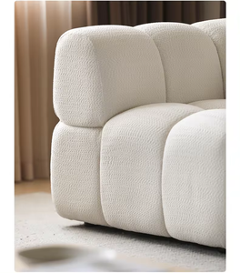 Set da Soggiorno Bianco Semplice Scandinavo Comodo Divano Componibile Bianco Divano a L Divano Modulare - Product Image 5