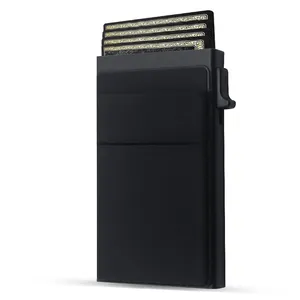 Anti-Raster Pop-Up minimalistischer Kunstleder RFID-Blockkartenhalter Metall-Handtasche für Kredit- und Bankkarten