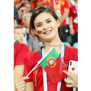 Jeu de sport en gros agitant à la main le drapeau avec mât 100% Polyester main portugaise agitant des drapeaux - Product Image 4