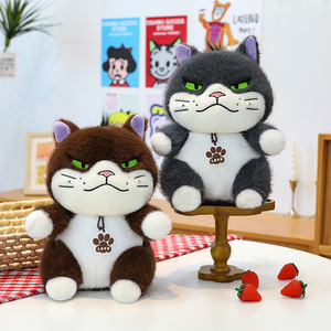 Gato de peluche Kawaii, Gato Negro esponjoso, ojos grandes, juguetes para gatos, Animal de peluche suave - Product Image 2