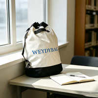 Sac à dos en toile de coton durable de qualité supérieure avec logo personnalisé, OEM ODM, design bicolore simple, poignée supérieure, sac à dos décontracté portable avec cordon de serrage