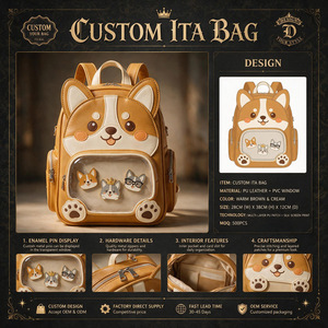 Custom Printing Pu Leather Designer Clear Window Ita Bag Animals Shape <strong>Backpack</strong> with Insert - Product Image 1