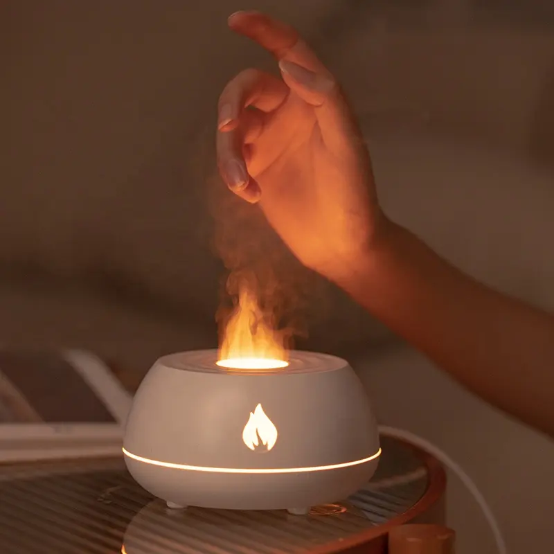 Nuovo prodotto diffusore di Aroma di fiamma vulcano con 7 colori Led luce olio essenziale 130ml diffusore di profumo umidificatore di fuoco