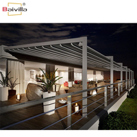 Système de gazebo en métal extérieur robuste ouverture automatique auvent pliant auvent rétractable PVC toit Pergola pour Restaurant