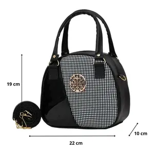 Bolso Bandolera Fana de Lana, Talla Única, Cierre de Cremallera, Diseño Geométrico Moderno, Correa de Hombro Cuadrada Blanca, Uso Diario para Adultos - Product Image 4