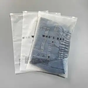 Großhandel benutzer definierte Logo gefrostete Plastiktüte Kleidung Reiß verschluss selbst dichtende Tasche Kleidung Verpackung gefrostete Reiß verschluss taschen gedruckt Logo