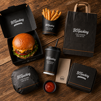 Emballages alimentaires en carton jetables pour frites et burgers, avec logo personnalisé, directement de l'usine, vente en gros, fournitures de restauration