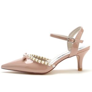 S5738F 2023 di alta qualità <span class=keywords><strong>con</strong></span> strass polarizzati di perle sottili <span class=keywords><strong>tacchi</strong></span> alti 5 cm <span class=keywords><strong>con</strong></span> fiocco dolce <span class=keywords><strong>Nude</strong></span> scarpe da sposa da donna per donna - Product Image 5