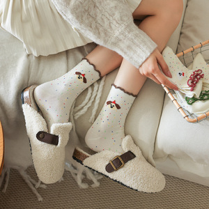 Women's Mid Calf <b>Socks</b> With Bear Pattern Polka Dot Yarn Breathable Spring Autumn Style - Product Image 2