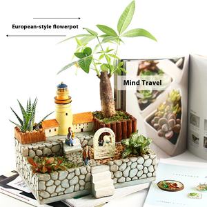 Micropaisaje creativo <span class=keywords><strong>de</strong></span> estilo europeo, planta suculenta, casa en maceta, molino <span class=keywords><strong>de</strong></span> viento, casa, <span class=keywords><strong>castillo</strong></span>, maceta, adornos <span class=keywords><strong>de</strong></span> resina - Product Image 4