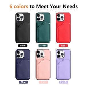 Coque arrière avec fente pour cartes pour <span class=keywords><strong>Iphone</strong></span> 17 Air 16E <span class=keywords><strong>SE</strong></span> 2025 16 Plus 15 14 13 Mini 12 11 Pro Max XS XR 8 7 Leather Stand Cover - Product Image 6