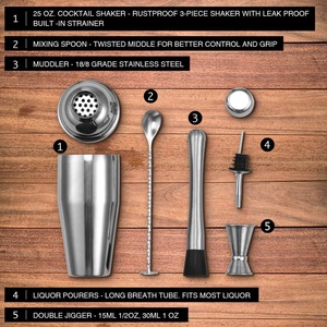 Bộ Dụng Cụ Quầy <span class=keywords><strong>Bar</strong></span> Thép Không Gỉ 5 Món Với Bộ Dụng Cụ Pha Chế Dụng Cụ Pha Chế Đồ Uống Margarita 25 Oz, Thìa Trộn, Dụng Cụ Pha Chế - Product Image 5