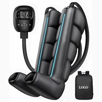 Masseur de jambes intelligent à compression d'air numérique, bottes de récupération à 5 chambres, zones indépendantes D1-D6, 23 niveaux, 30-250 mmHg, 5 modes, 6 minuteurs