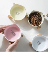Gamelle surélevée en céramique et bois pour chats et chiens avec support anti-renversement, double gamelle noire pour voyage en extérieur