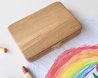 Boîte à crayons imperméable et durable faite à la main avec logo personnalisé, plusieurs tailles, cadeau pour enfants, outil de peinture, boîte de rangement en bois de bambou naturel
